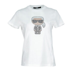 210W1726_WHT-00 Ikonik Rhinestone Karl White T-Shirt