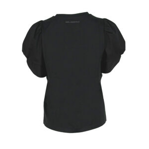 211W1704_BLK-01 Black Puff-Sleeve Top With Logo Embroidery