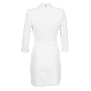 AB08011E2-01 White Coat Dress With Sleek Cut