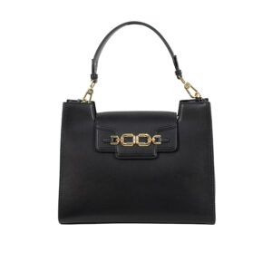 BS18A11E2_BLK-00 Large Black Bag With Golden Hooks And Clasp