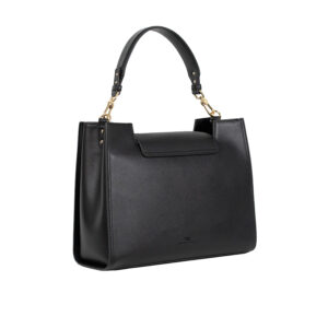 BS18A11E2_BLK-01 Large Black Bag With Golden Hooks And Clasp