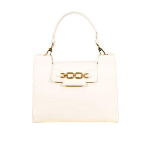 BS18A11E2_WHT-00 Large White Bag With Golden Hooks And Clasp