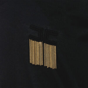 MA19711E2_BLK-02F Black T-Shirt With Logo And Chains