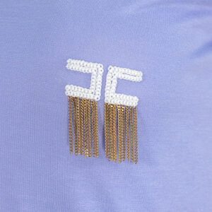 MA19711E2_PPL-02F Lilac T-Shirt With Logo And Chains