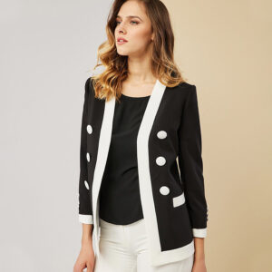 072.30.01.003-mdl Black And White Unbottoned Jacket