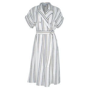 072.50.01.020-00 Wrap-Around Striped White Midi Dress