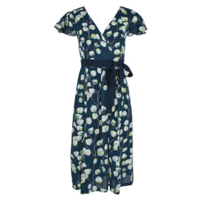 072.50.01.030-00 Wrap-Around Floral Dress With Pleats