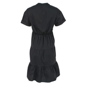 072.50.01.052_BLK-01 Ruffled V-Neck Black Midi Dress