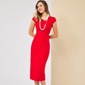 072.50.01.077-mdl Red Midi Pencil Dress