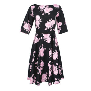 072.50.02.038-00 Black Floral Midi Dress – V. Zoulias Collection