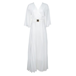 072.50.03.001_WHT-00 White Pleated Maxi Dress