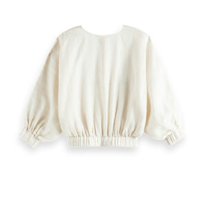 162218-0001-01 Puffy Sleeved White Linen Top