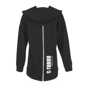 2107003_BLK-01F Black Hooded Cotton Jacket With Zippers