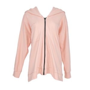 2107003_PNK-00F Pink Hooded Cotton Jacket With Zippers