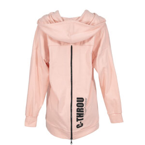 2107003_PNK-01F Pink Hooded Cotton Jacket With Zippers