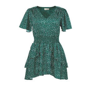 21123019-00 Green Dress With Mini Floral Print