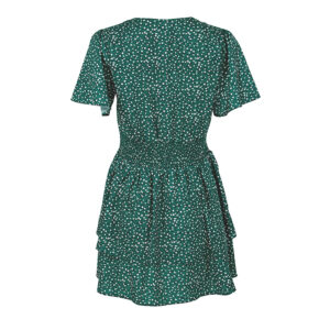 21123019-01 Green Dress With Mini Floral Print