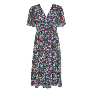 21129157-00 V-Neck Multicoloured Midi Dress