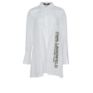 211W1602_WHT-00 Embellished Poplin White Tunic Shirt