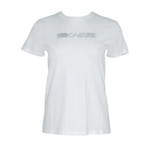 211W1706_WHT-00 Rhinestone Karl Logo White T-Shirt