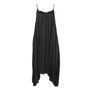 A239R020-00 Draped Strappy Black Midi Dress