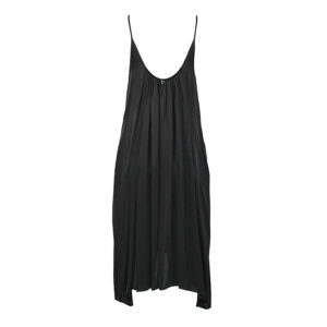 A239R020-01 Draped Strappy Black Midi Dress