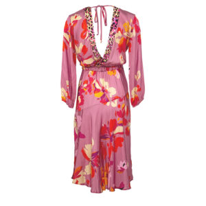 AFQ7PAU-01 V-Cut Floral Caftan Midi Dress