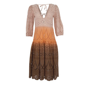 AFSDPAD-00 Tri-Colour Broderie Anglaise Midi Dress