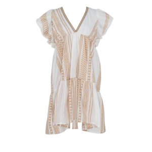 AFU8PAH-00 Beige Embroidered Mini Dress