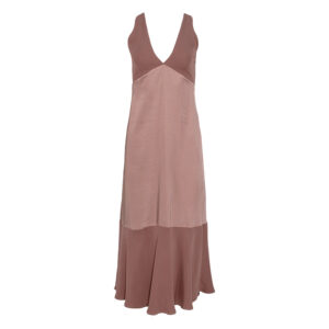 AFV1OMS-00 Pink V-Neck Long Dress