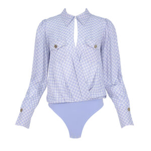 CB01411E2-00 Lilac Bodysuit Blouse With Pockets