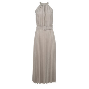 CFC0102454003-00 Sparkling Beige Pleated Dress