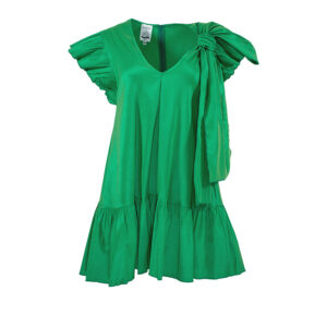 FF21073-00 Green Ruffled Mini Dress With Bow