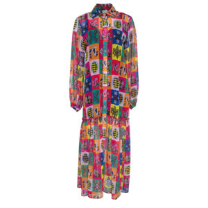 MN21859-00 Maxi Shirtdress With MNL Print