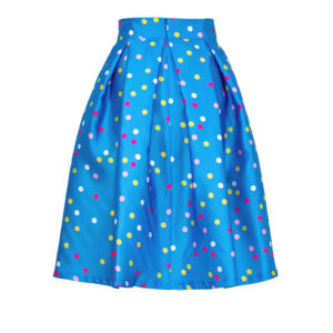 072.00.02.001-01 Polka-Dot Blue Satin Skirt by V. Zoulias