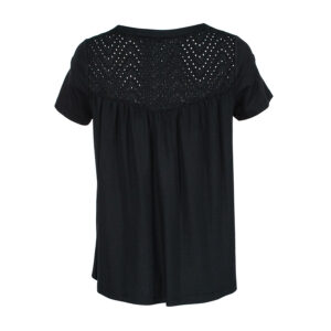 072.10.01.035_BLK-01 Broderie Detailed Black Ruffled Shirt