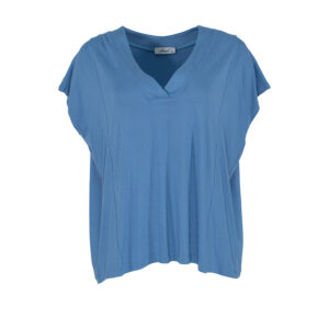 072.10.01.036-00 Loose-Fit V-Neck Blue Shirt