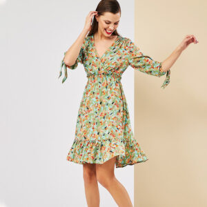 072.50.01.014-mdl Green Floral Mini Dress