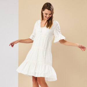 072.50.01.060-mdl Broderie Ruffled White Dress