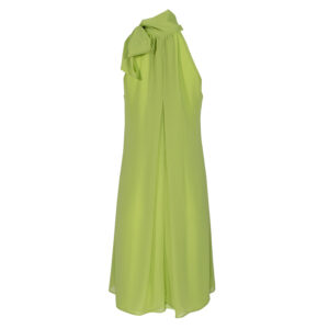 072.50.01.067-01 Neck-Tied Draped Green Midi Dress