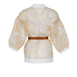 072.81.01.005-01 Beige Organza Unbuttoned Shirt