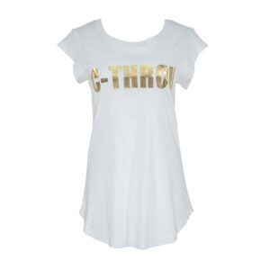 2104002_WHG-00 Gold Logo Long White T-Shirt