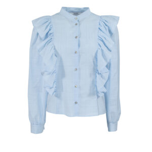 7111071202001-00 Gara Blue Flounced Shirt