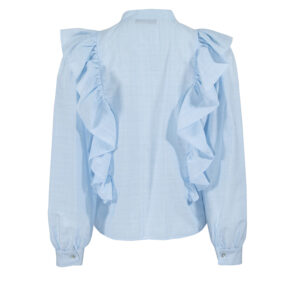 7111071202001-01 Gara Blue Flounced Shirt