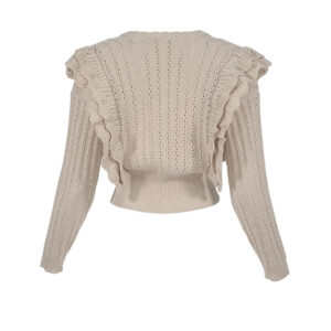 CFM0010228003-01 Cropped Rufled Beige Cardigan