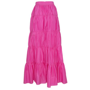 FM21062-01 Fuchsia Riffled Maxi Skirt