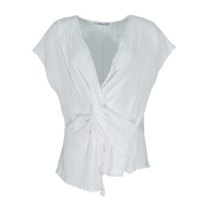 K21-235_WHT-00 Knotted Front White Shirt