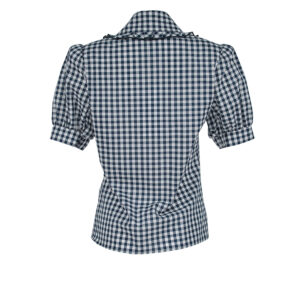 KK21239_BLU-01 Blue Checkered Shirt With Large Collar