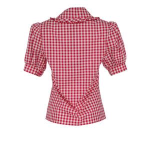 KK21239_RED-01 Red Checkered Shirt With Large Collar