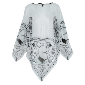 KL21WCU14_WHT-00 K/Logo Print White Kaftan Dress